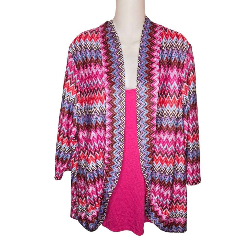 Elementz Woman 3X Tunic Shimmer Chevron Zigzag Artsy Boho Layered Top
